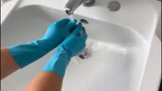 Oddly Satisfying ASMR 🧤 Deep Sink Cleaning with Tight Blue Gloves | Soapy Scrubs & Water Sounds