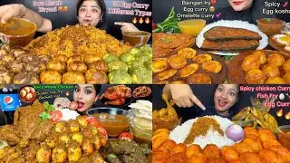 ASMR; EATING SPICY EGG CURRY, EGG POACHED, CHICKEN CURRY 🔥 RICE CHALLENGE