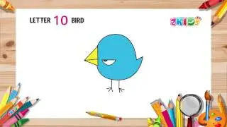 Teach Drawing blue bird to Kids | Coloring Pages Bows for Learning Colors