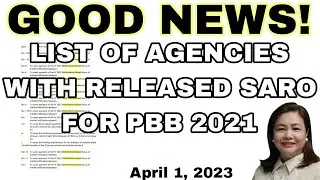 List of Agencies with released SARO for PBB 2021 (April 1, 2023).