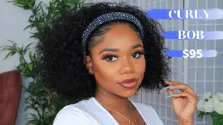 MUST SEE!! $95 😱 😱 THE PERFECT CURLY BOB HEADBAND WIG FOR BEGINNERS! FT. Westkiss Hair | Chev B.