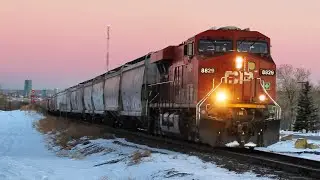 CP Eastbound Grain train highball at Ogden on the Brooks Subdivision.
