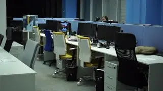 Empty Office At The Night Stock Video