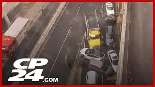 9 vehicle CRASH on the Gardiner Expressway