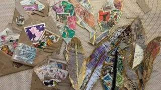 Ideen mit Briefmarken ❣️und vergoldete Federn 🪶 basteln ❣️