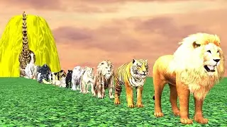 Paint Animals Gorilla Cow Lion Elephant Dinosaurs Fountain Crossing Animal Cartoon