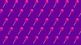 60 minutes of Motion Graphic Background  Pink Lollipop Candy Sweets on Purple Background Loop Video