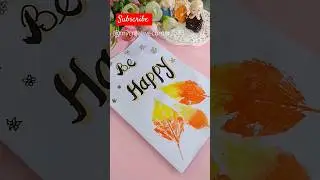 How to make card with Leaf 🍀 Impression #autumn #leafart #leafprinting #drawing #painting #trending🔥