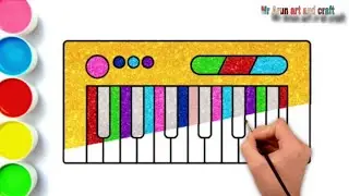 🌈 Colorful Piano Drawing for Kids | Easy Glitter Coloring Tutorial 🎨
