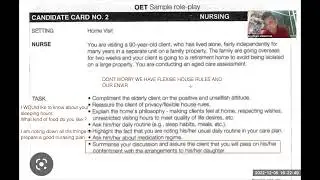 Sample oet speaking | How visit by a nurse topic | retirement home and aged care assessment