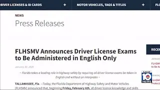 All Florida driver&rsquo;s license exams now available only in English