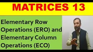 MATRICES 13 || ELEMENTARY ROW OPERATIONS (ERO) AND ECO || in URDU/HINDI
