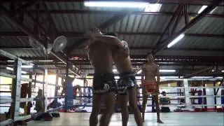 Moo, Beer and Chalamdam clinching, Phuket Muay Thai Rawai