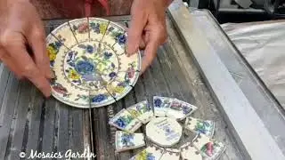Wet saw cuts- Pique Assiette Mosaics- No Hammers !