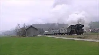 Dampfzug BEM 41 1150 mit UEF sonderzug in Alstaedten und Immenstadt 25 03 2017