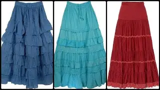 colorful solid prints Layered Abstract Midi Tier Peasant Skirt Ideas - skirts design for Girls