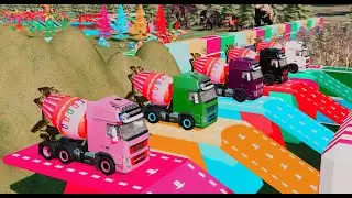 Trucks With COLORs -  MANURE WORK with TOWING TRUCKS   FARMING SIMULATOR - FS25