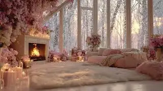 ❄️ 3 Hours White Ember Fireplace Ambience | Gentle Snowfall Glow for Deep Calm & Quiet Focus