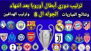 ترتيب دوري ابطال اوروبا بعد انتهاء الجولة ال 8 ونتائج المباريات وترتيب الهدافين 