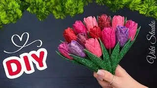 WoW! Easy Handmade Gift Idea 🌷 | DIY Foam Sheet Tulip Bouquet