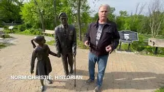 Norm Christie highlights the special statue honouring our veterans erected in Manotick Ontario