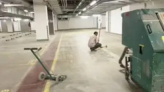 PU flooring restoration for car parking    before and after