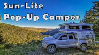 Truck Camper Tour at AMAZING campsite | Sun-Lite Skyhawk SB