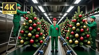 Inside a modern Christmas tree factory: From raw materials to decorated trees (The entire process)