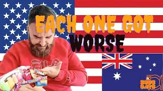 Aussie Tries American Candy- IT GOT PROGRESSIVELY WORSE | Zeus Eats