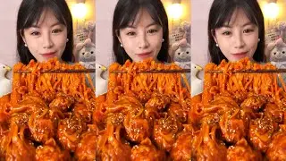 Sticky Spicy Buldak Noodles with Wontons | Chewy, Saucy & Addictive Korean Food