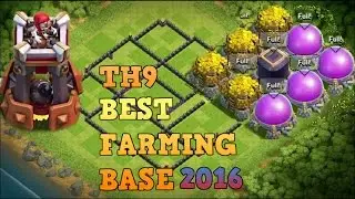Clash Of Clans - BEST TH9 FARMING BASE WITH *BOMB TOWER* 2016! 