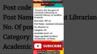 Librarian recruitment 2022 | library Vacancy 2022 | lis jobs