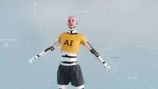 3D render with computer generated realistic AI female robot
