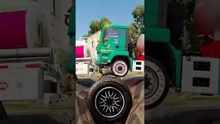 BeamNG.drive Fuel Tanker Truck Vs Tire-Made Speed Bump Spintires Mudrunner Eps 116