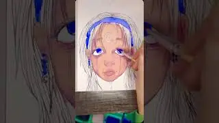 Paint With Me✨ #drawwithme #gouchepainting #bigeyes #illustration #artist #timelapsedrawing
