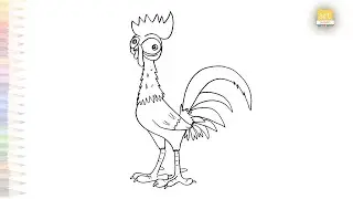 Hei Hei the Rooster drawing easy | Cartoon Art | How to draw Hei Hei the Rooster simply #artjanag