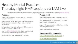 Healthy Mental Practices5th July 2022 with @TheKinkShrink