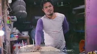 this  local shaper  learned to  make surfboards from scratch from watching youtube  in Siargao