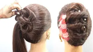 Easy French Bun Hairstyle With Using U Pin || French Roll/French Twist Hairstyle For Long Hair