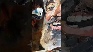 Ronnie Drew portrait of an Irish musician. Oil painting on canvas