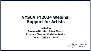 NYSCA FY2024 Support for Artists Webinar