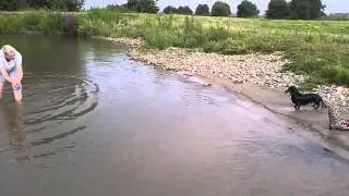 Evi diving in the river Lek