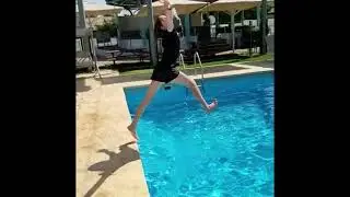 Jumping into pool slow mo