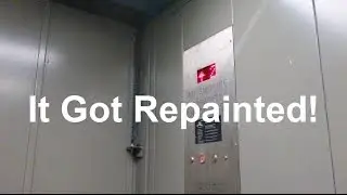 Repainted Schindler Hydraulic Freight Elevator at George R. Brown Convention Center in Houston, TX.
