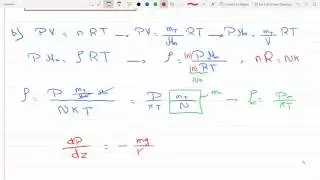 Find dP/dz and pressure and density as function of height for a slab of air 1-16