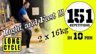 151reps LONG CYCLE 2 x 16kg. Light and fast ⚡️ ⚡️ ⚡️