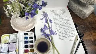 Art & Scripture Journaling - watercolor bluebelll & reading Psalm 6 commentary from Matthew Henry