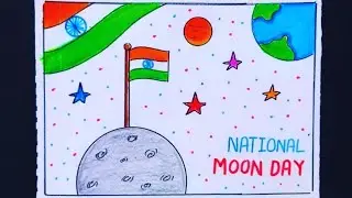 Chandra Dinam Poster|Chandra Dinam Drawing|Chandra Dina Drawing|Nationa Moon Day Drawing|Moon Day