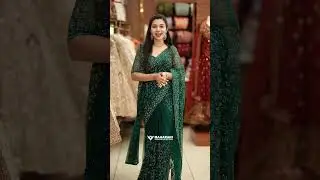 Side shawl fancy bridal saree with golden stone & sequence work, loved by Muslim brides.📞9745244408