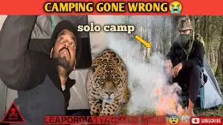 Night Camping  with dog In Dangerous Forest | Leopard visit my camp area | dog attacking😨 #camping
